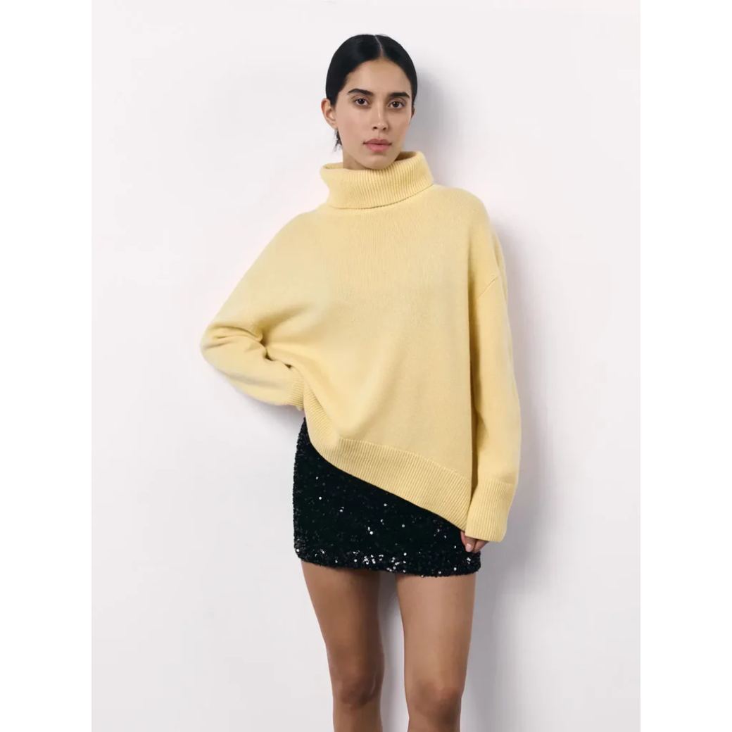 Pull col roulé femme – Pull chaud et confortable en laine pour hiver