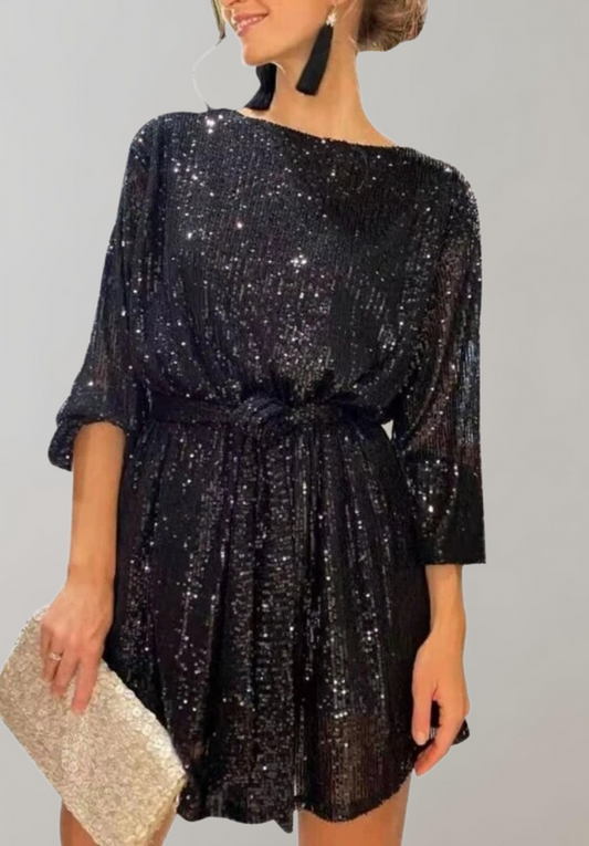 Robe de soirée femme – Robe à paillettes mini chic et élégante pour soirée