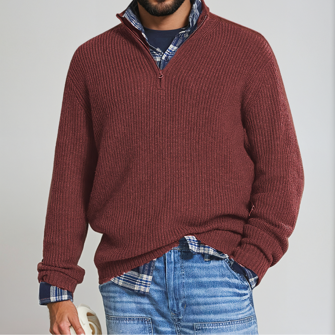 Pull camionneur homme – Sweat chaud à col zippé pour hiver