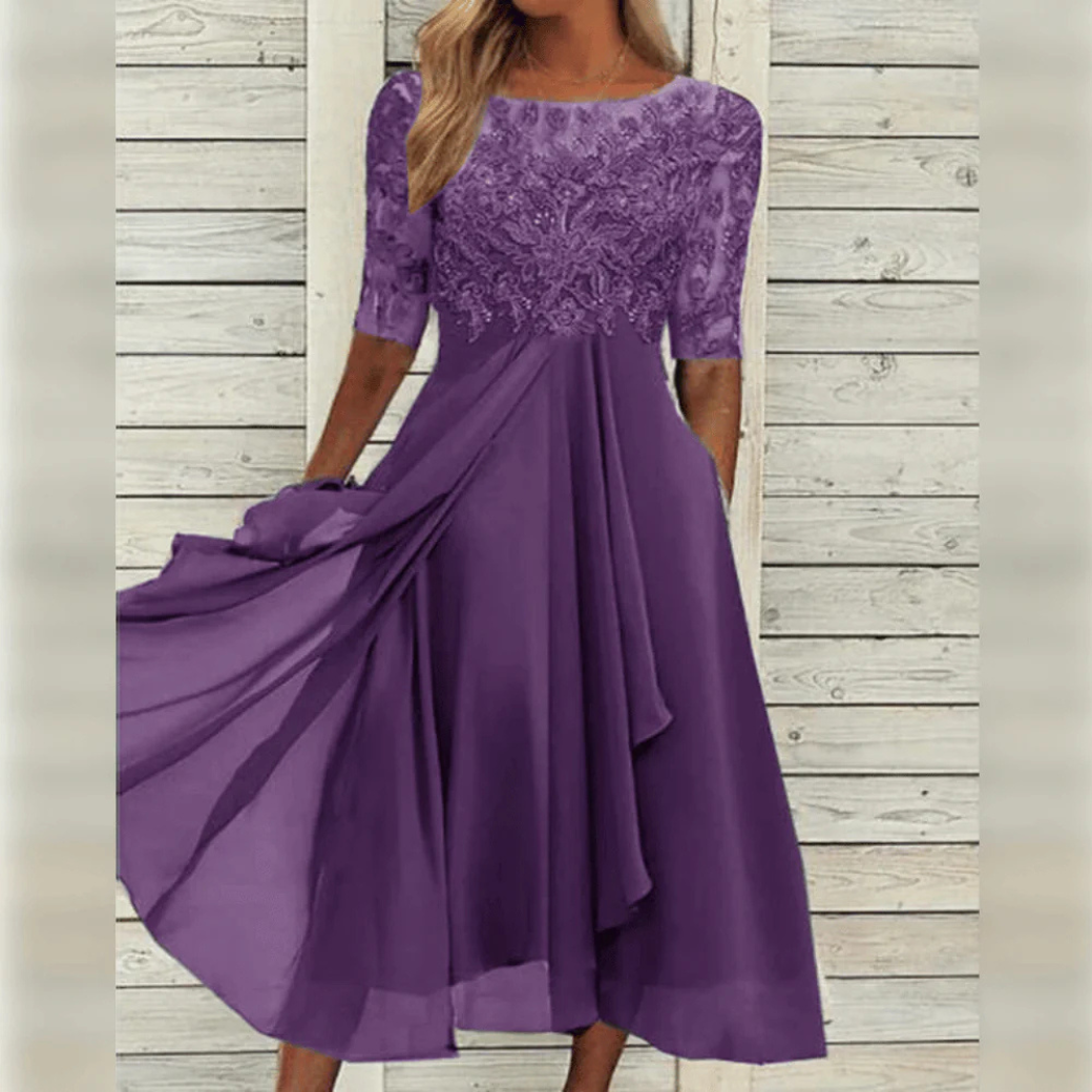 Robe de cérémonie mariage femme – Robe midi chic et élégante pour invitée