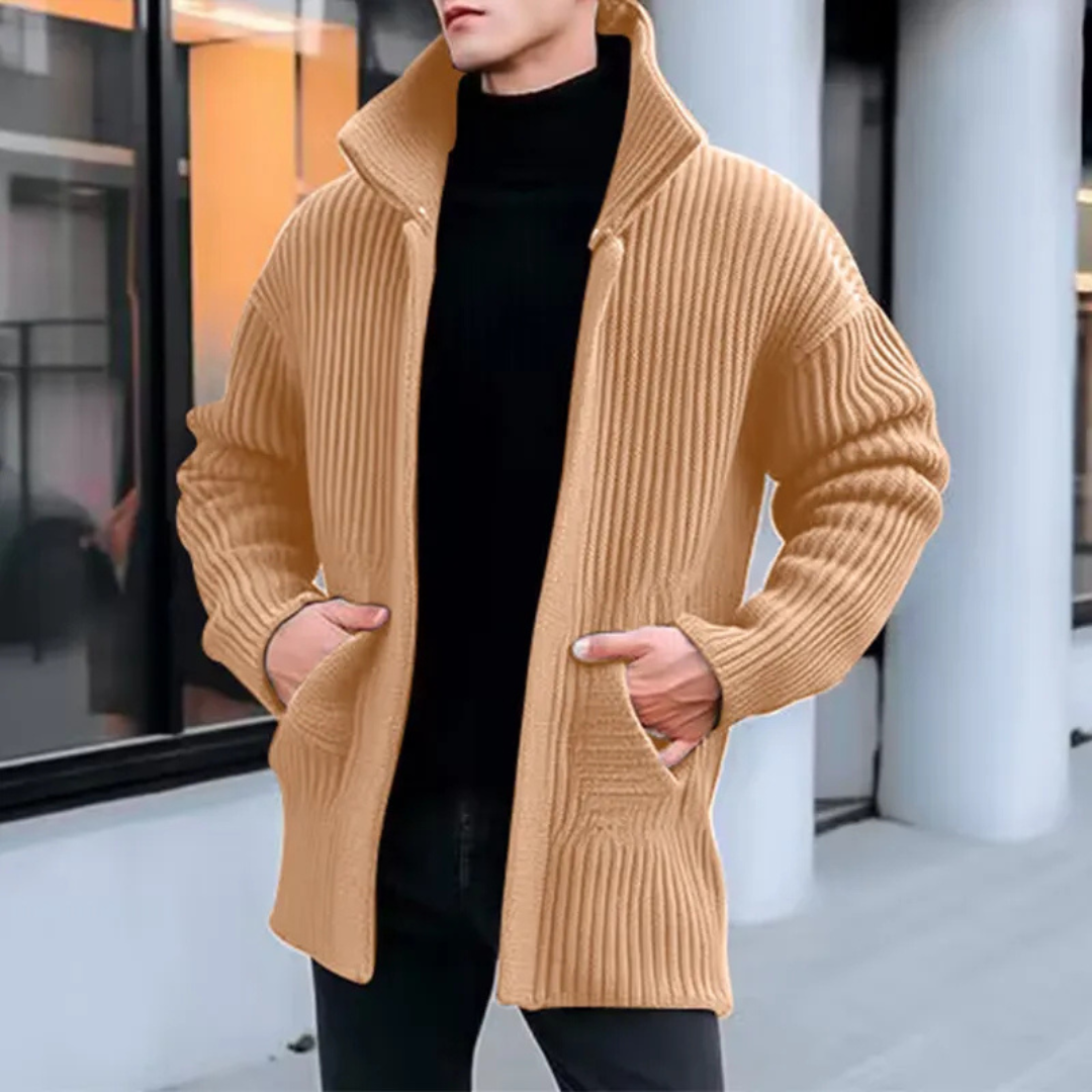 Cardigan homme chaud – Veste à fermeture éclair confortable et élégante