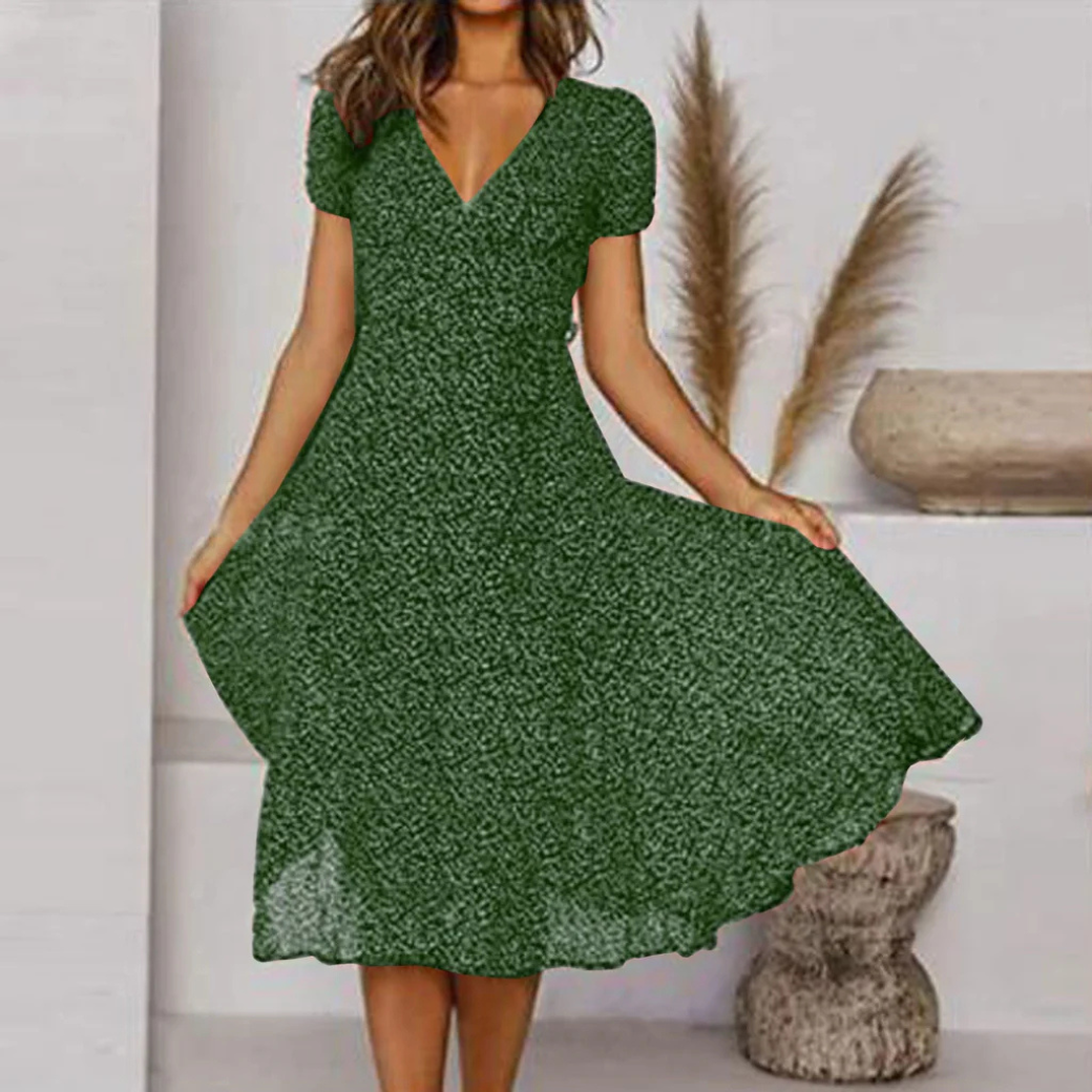 Robe d'été femme – Midi fleuri élégant en coton léger