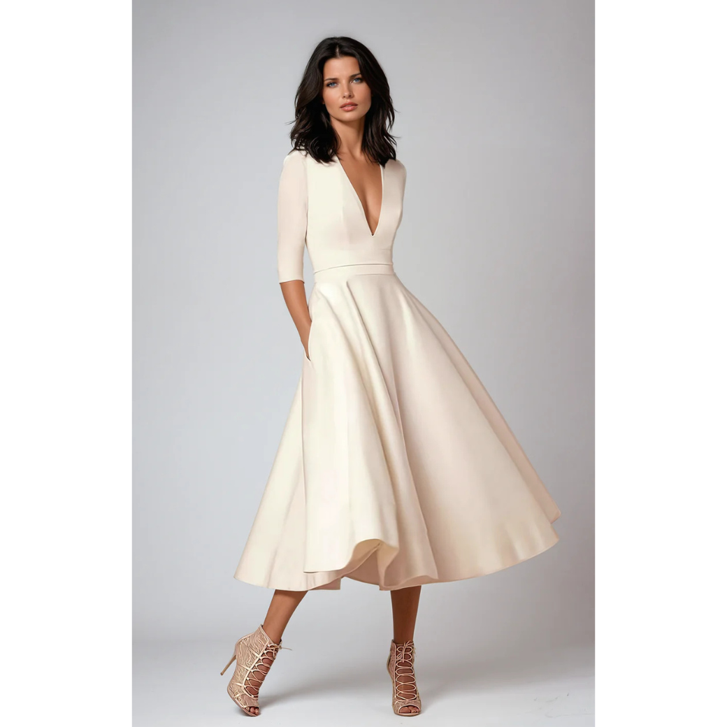 Robe de soirée chic femme – Robe midi élégante et fluide pour cérémonie