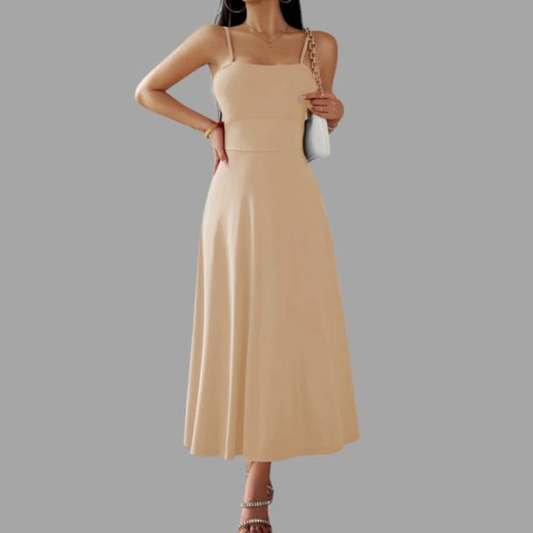 Robe d'été femme – Robe midi simple et élégante en tissu léger