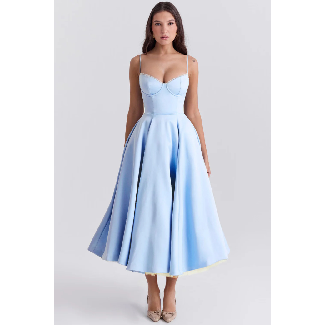 Robe de soirée chic femme – Robe midi élégante et fluide pour cérémonie