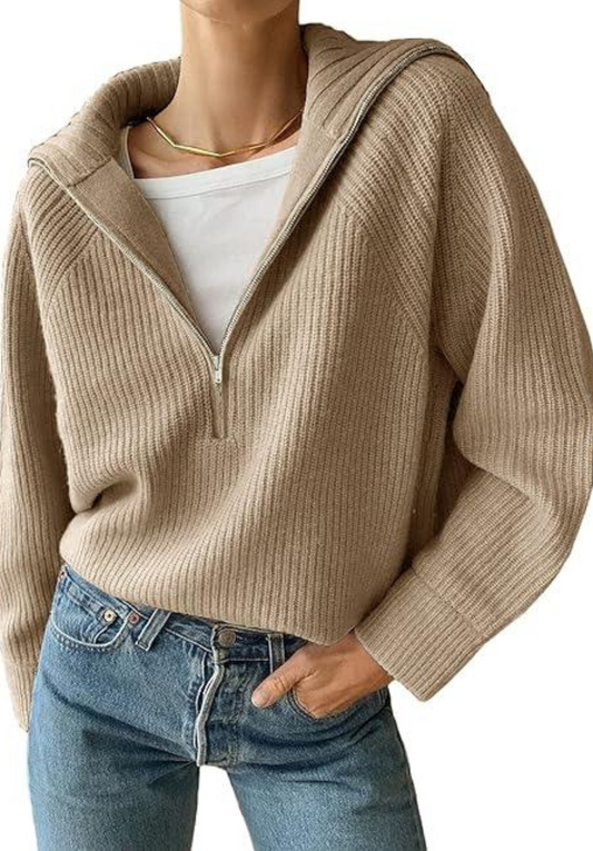 Pull chaud femme – Sweat à fermeture éclair confortable et tendance