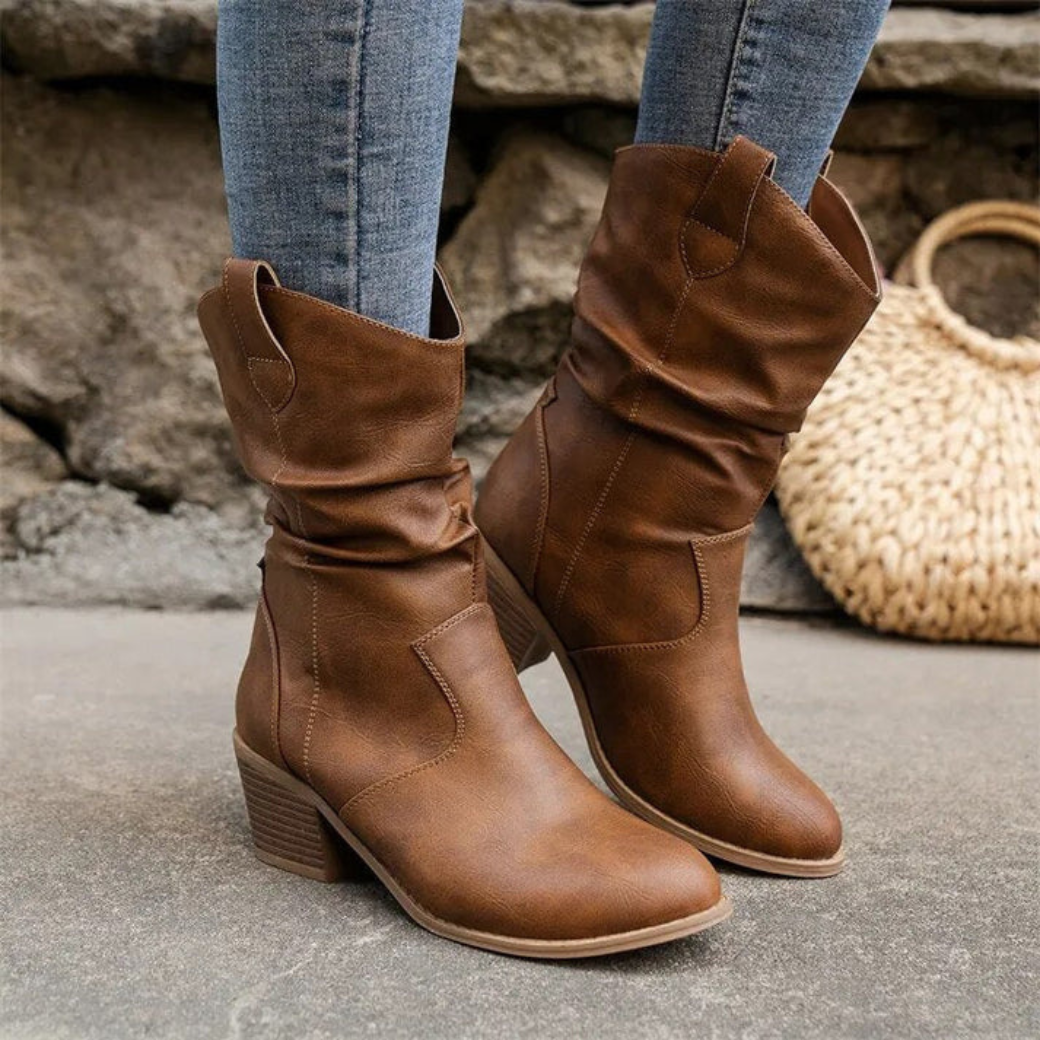 Bottes tendance femme – Bottes confortables en cuir pour automne hiver