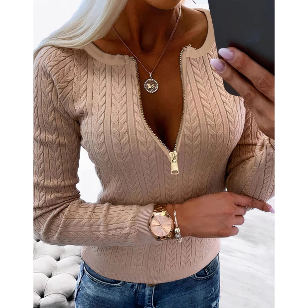 Pull chaud femme – Sweat à fermeture éclair confortable et élégant