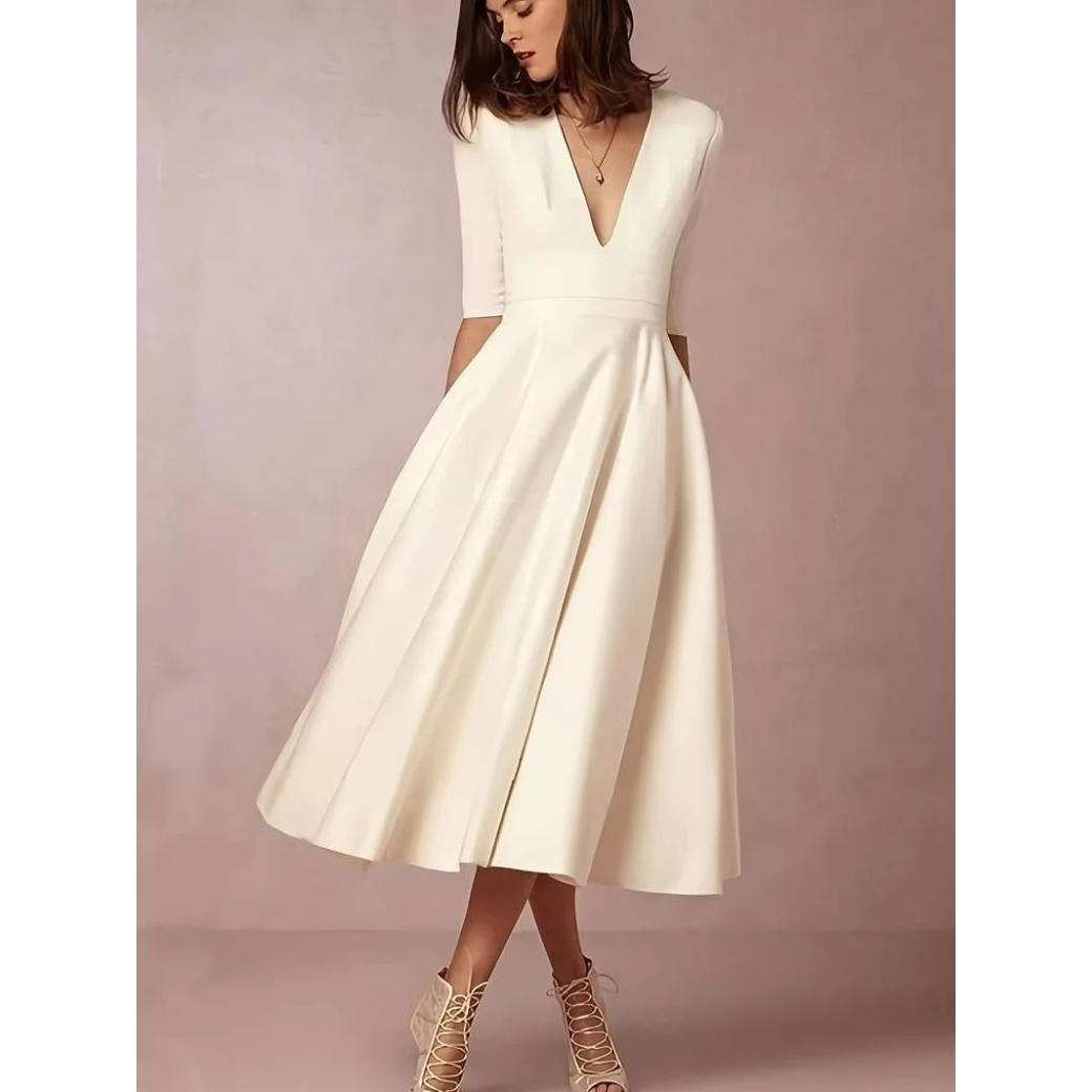 Robe de soirée chic femme – Robe midi élégante et fluide pour cérémonie