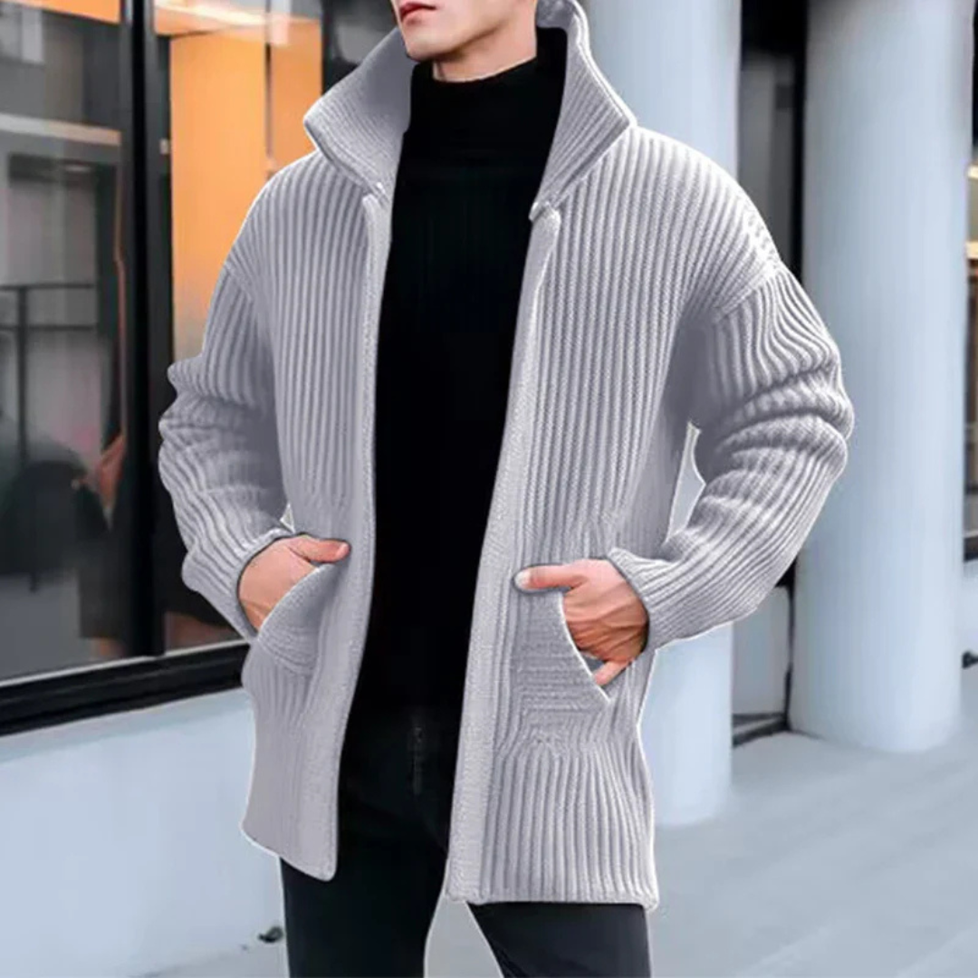 Cardigan homme chaud – Veste à fermeture éclair confortable et élégante