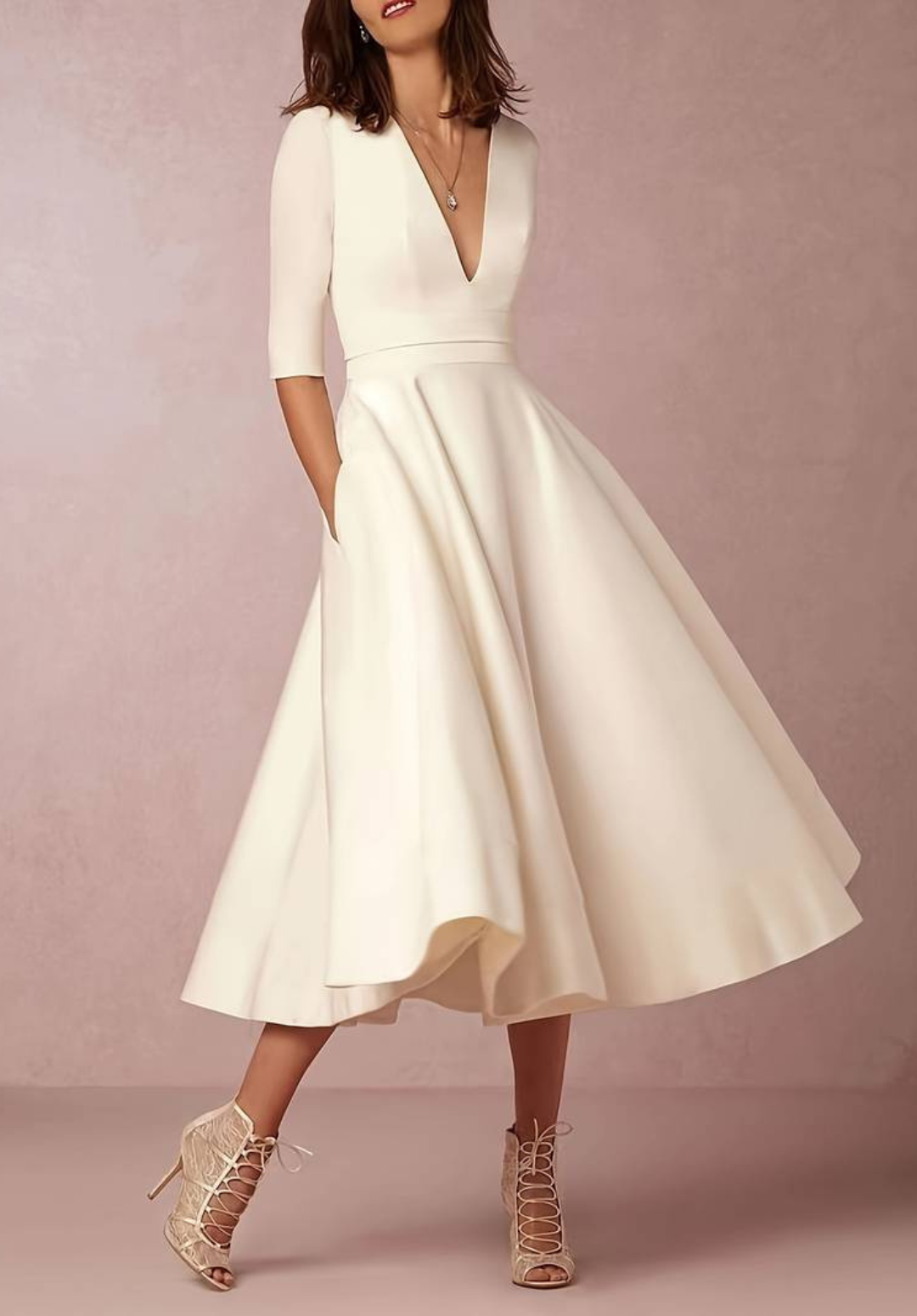 Robe de soirée chic femme – Robe midi élégante et fluide pour occasions spéciales