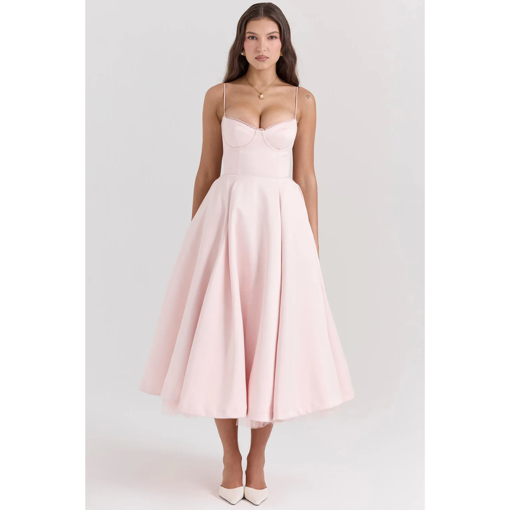 Robe de soirée chic femme – Robe midi élégante et fluide pour cérémonie