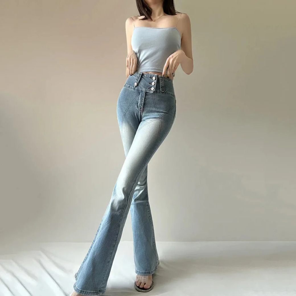 Jeans flare femme – Pantalon taille haute élégant et tendance