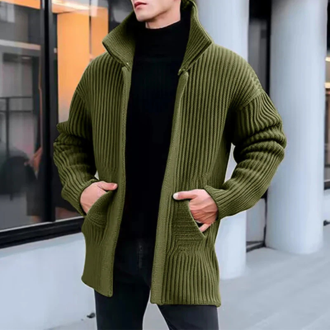 Cardigan homme chaud – Veste à fermeture éclair confortable et élégante