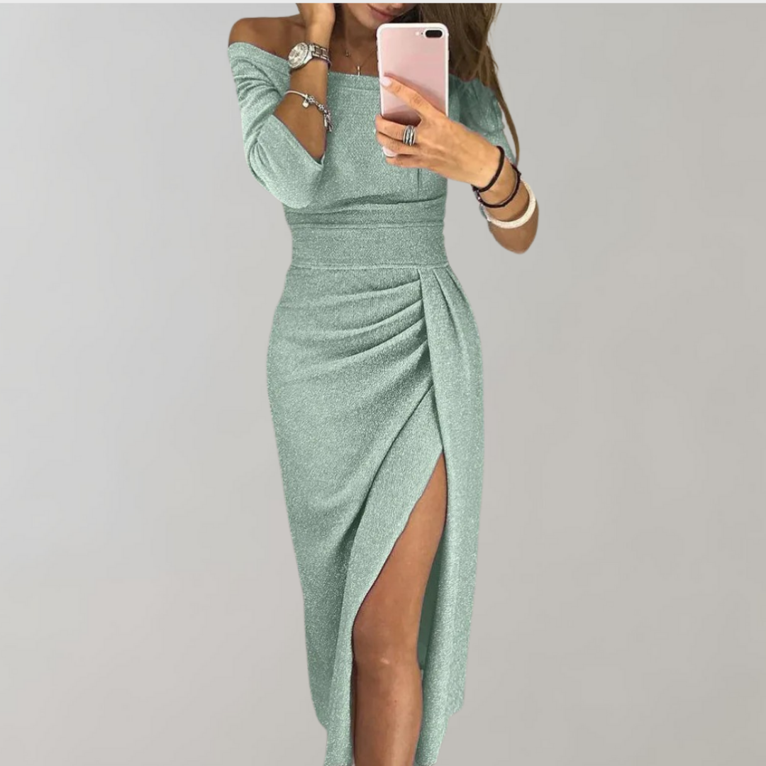 Robe de soirée chic femme – Midi élégante en tissu fluide pour occasions spéciales