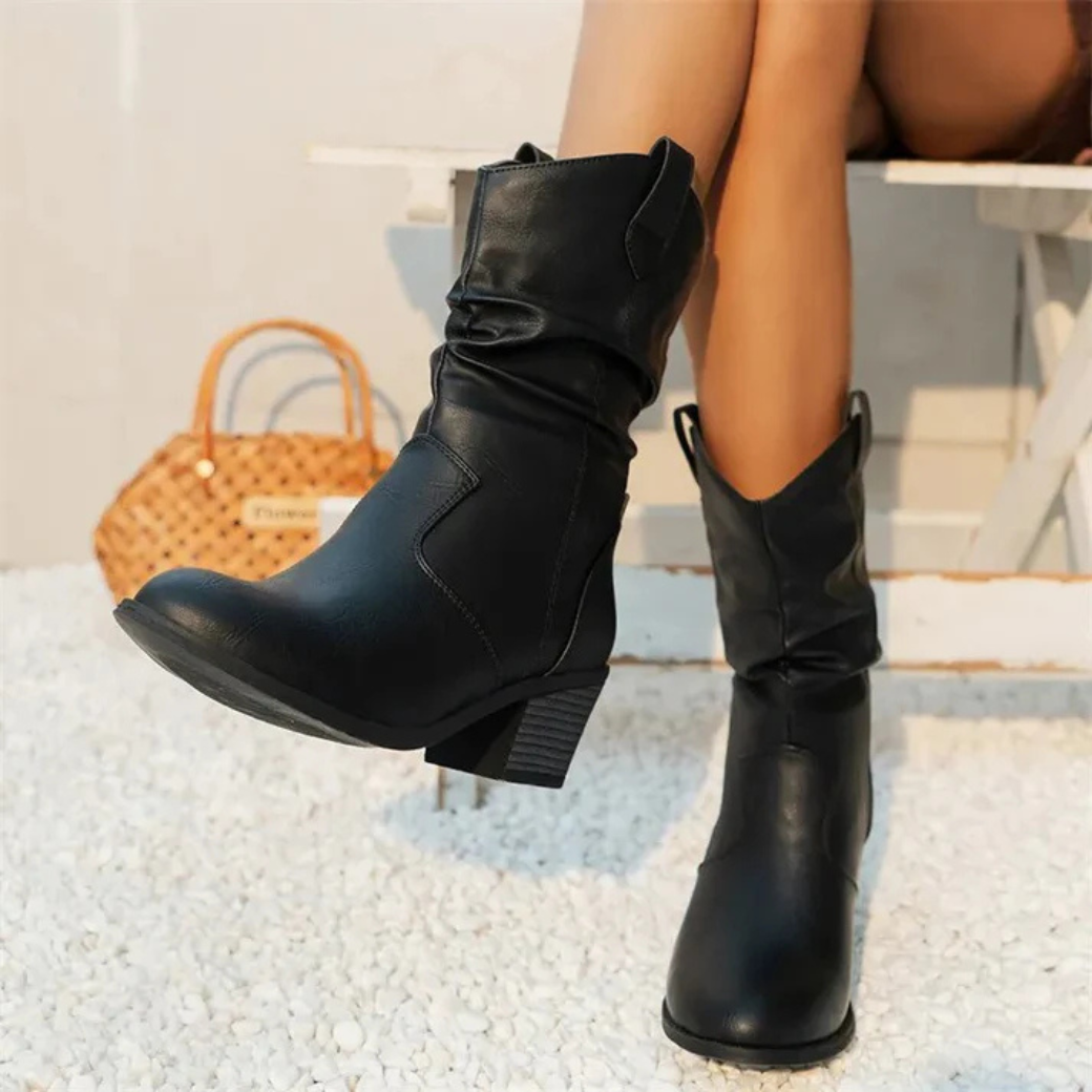 Bottes tendance femme – Bottes confortables en cuir pour automne hiver