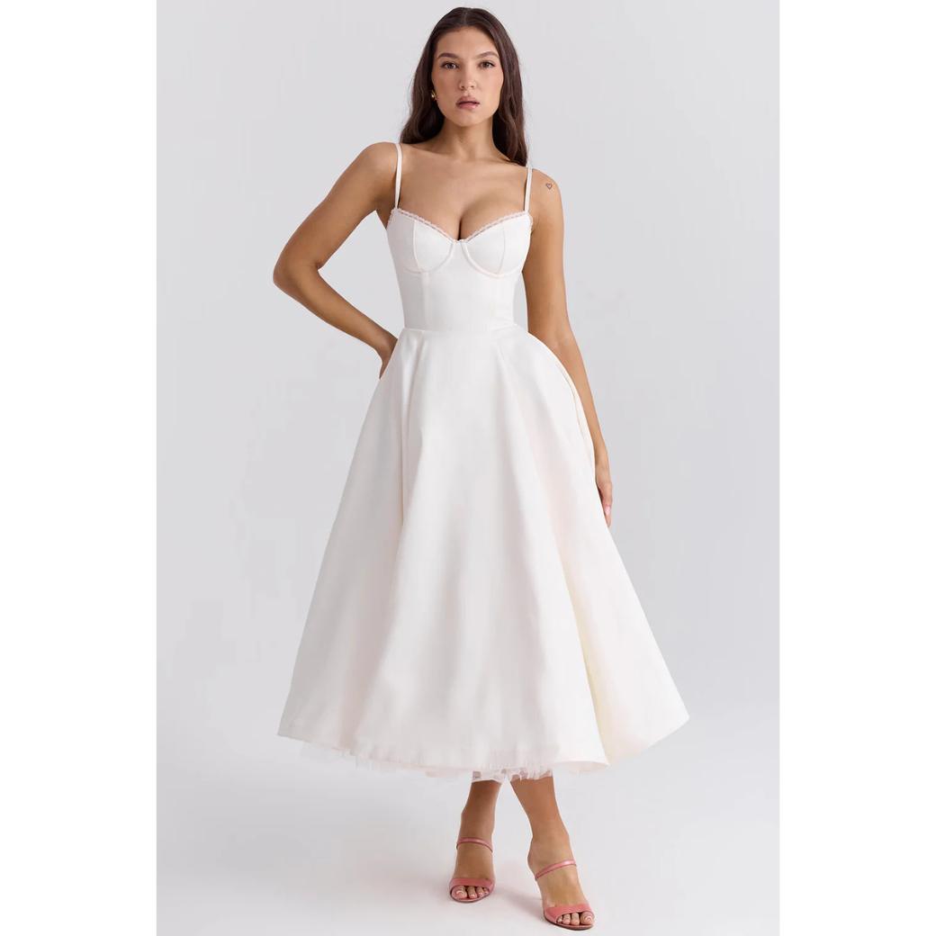 Robe de soirée chic femme – Robe midi élégante et fluide pour cérémonie