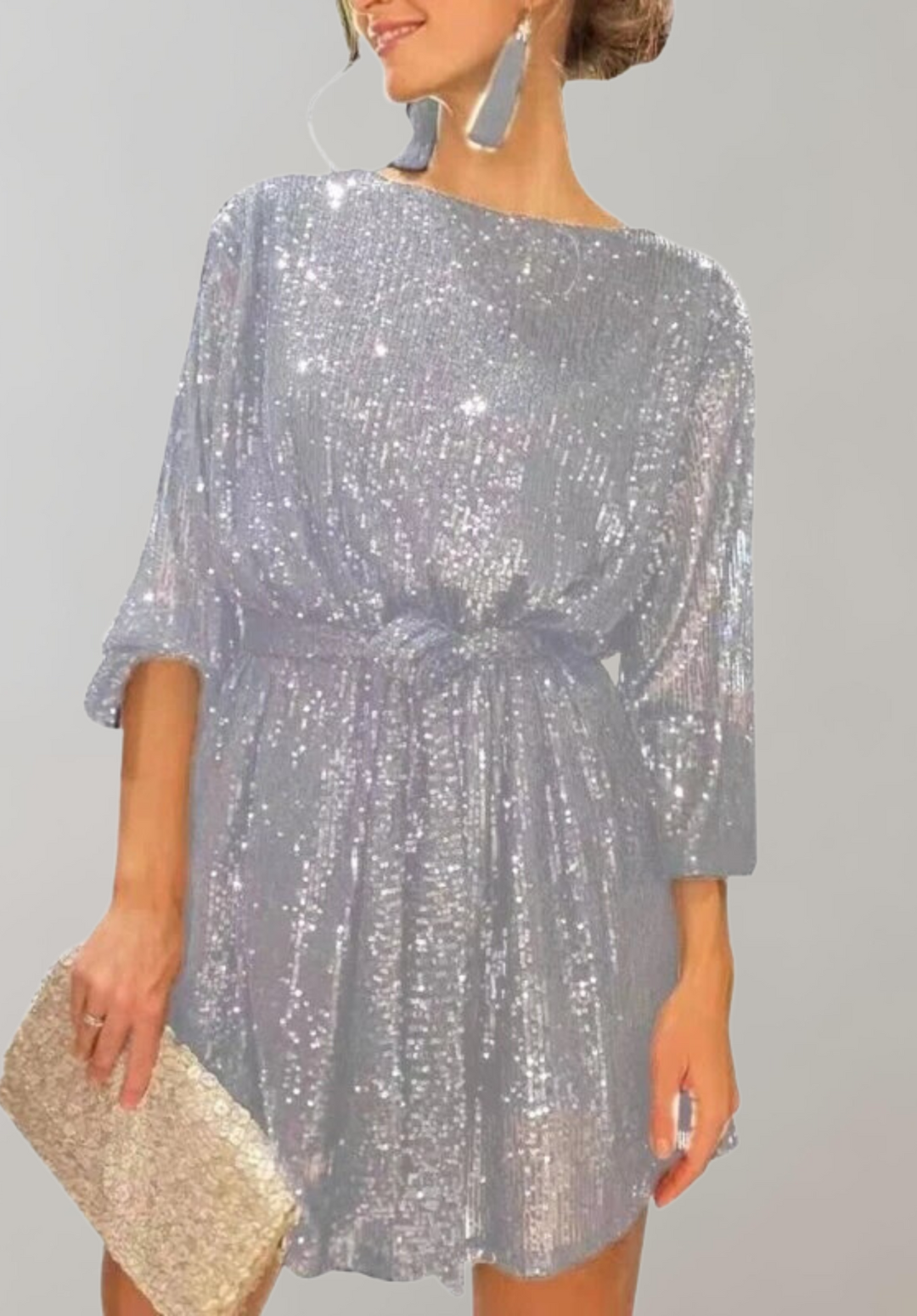 Robe de soirée femme – Robe à paillettes mini chic et élégante pour soirée