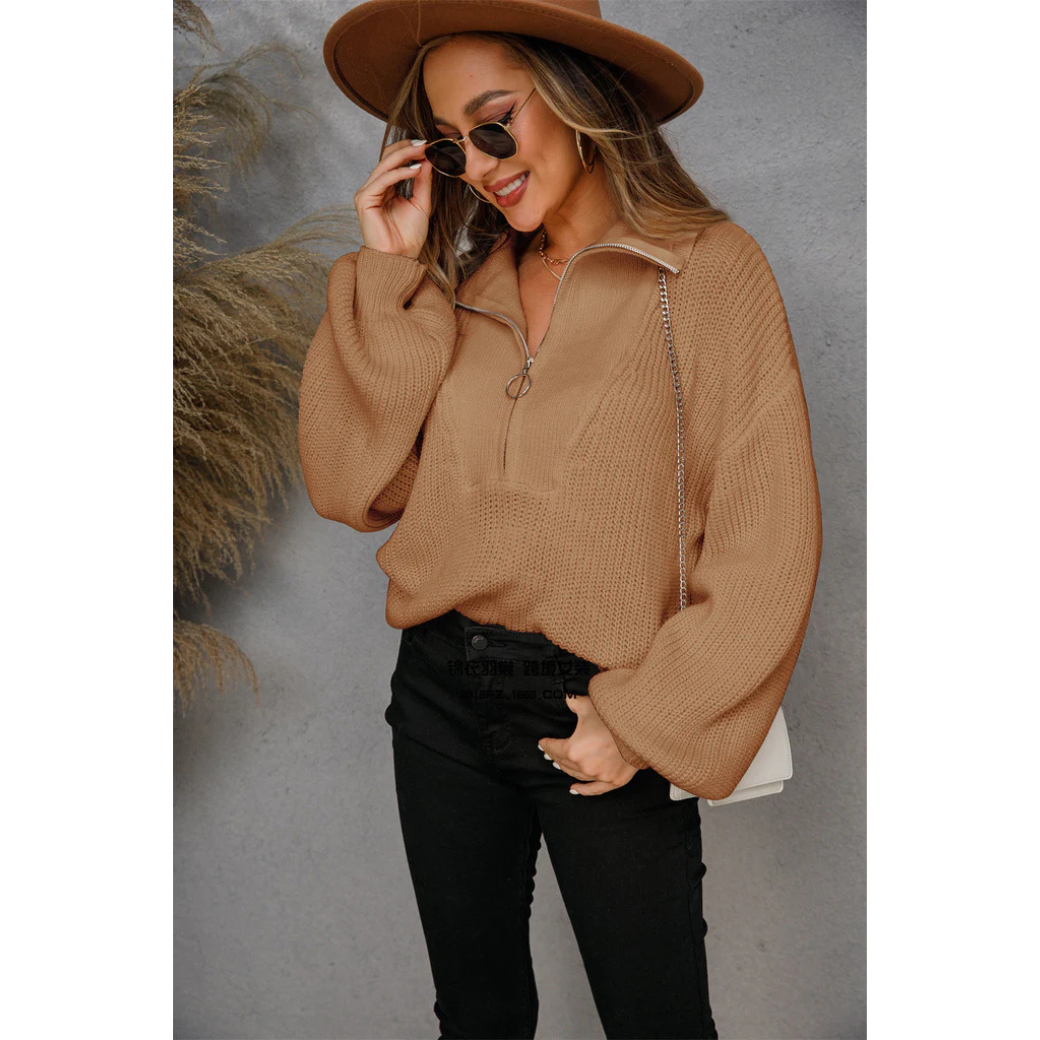 Pull chaud femme – Vêtement élégant à fermeture éclair pour hiver