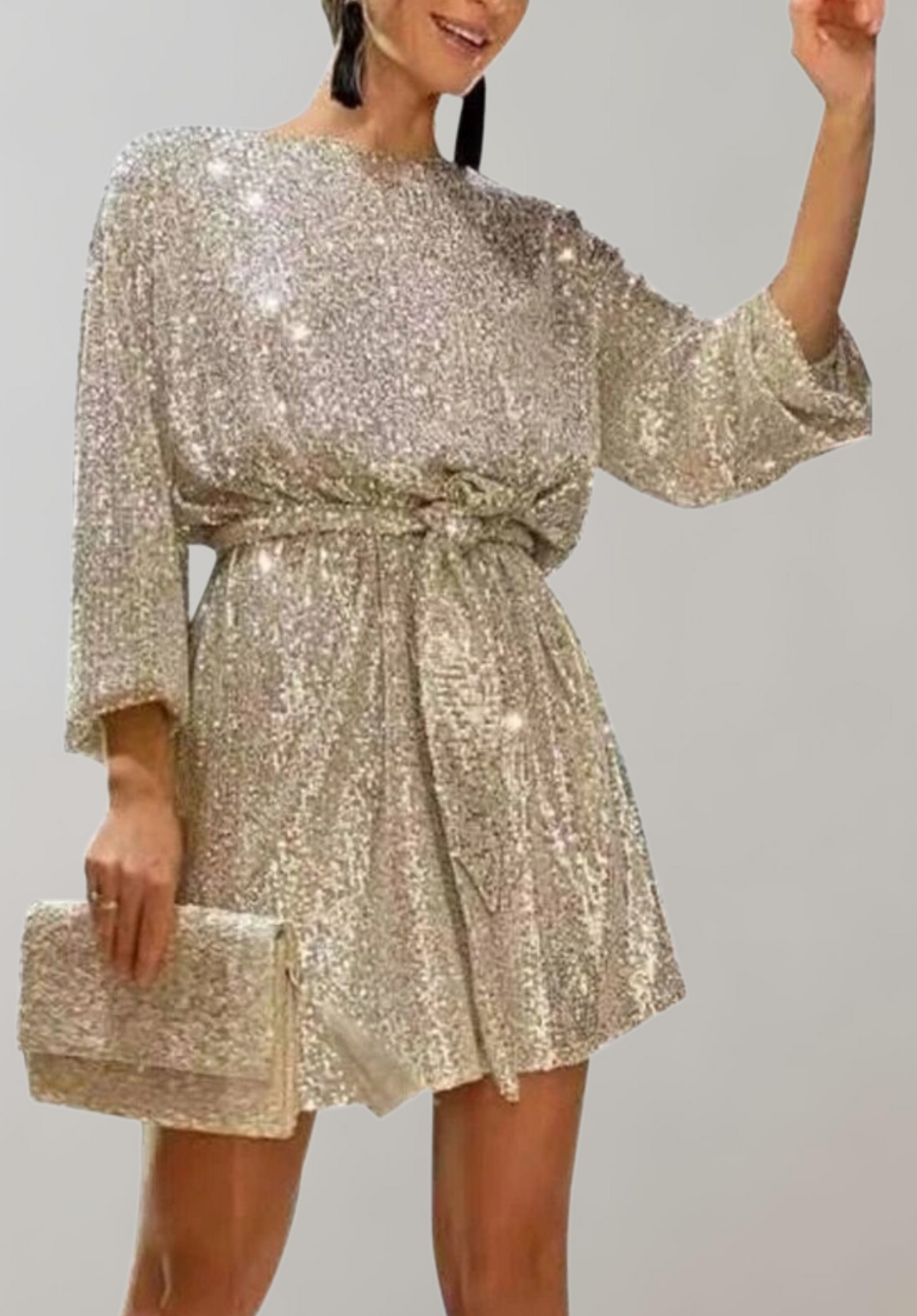 Robe de soirée femme – Robe à paillettes mini chic et élégante pour soirée