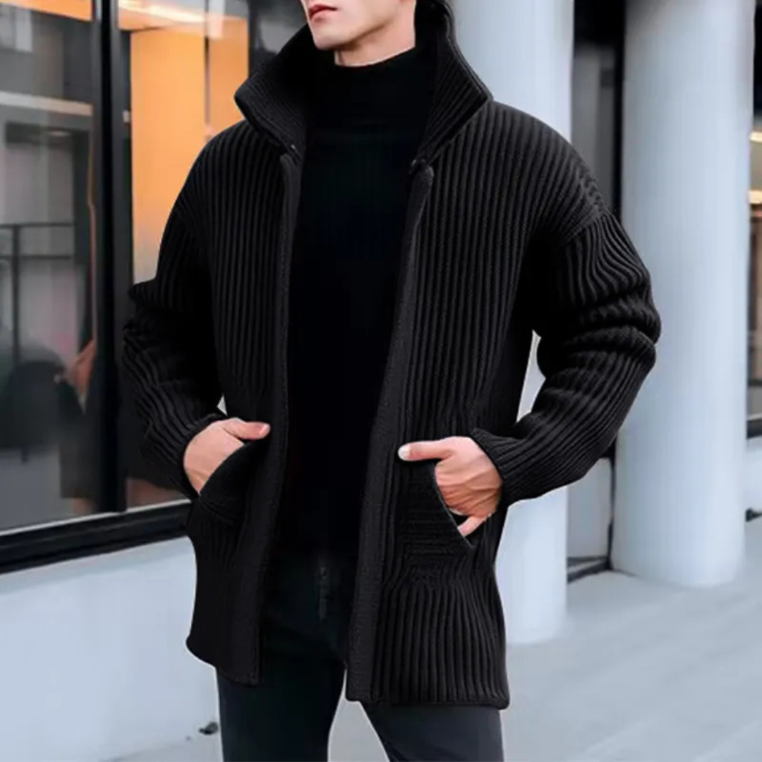 Cardigan homme chaud – Veste à fermeture éclair confortable et élégante