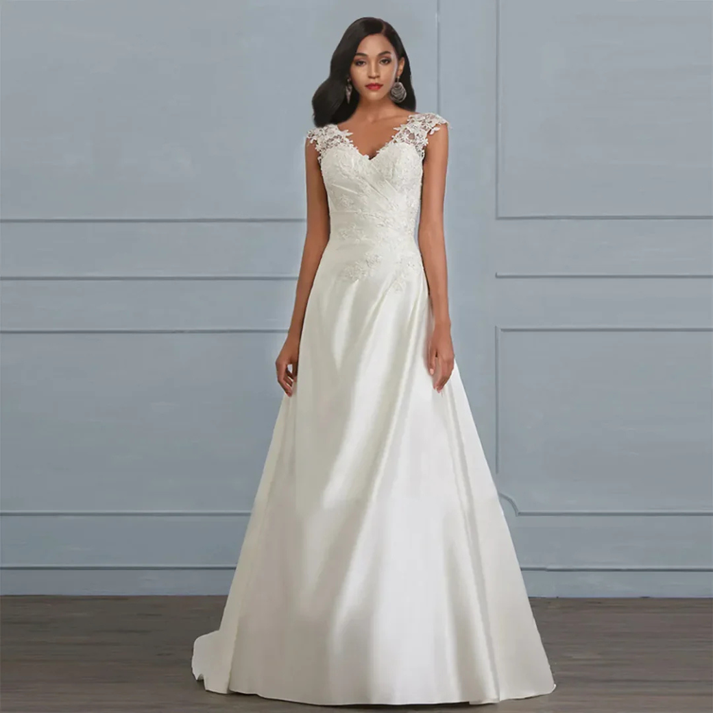 Robe de mariage chic femme – Maxi élégante en tissu fluide pour cérémonie