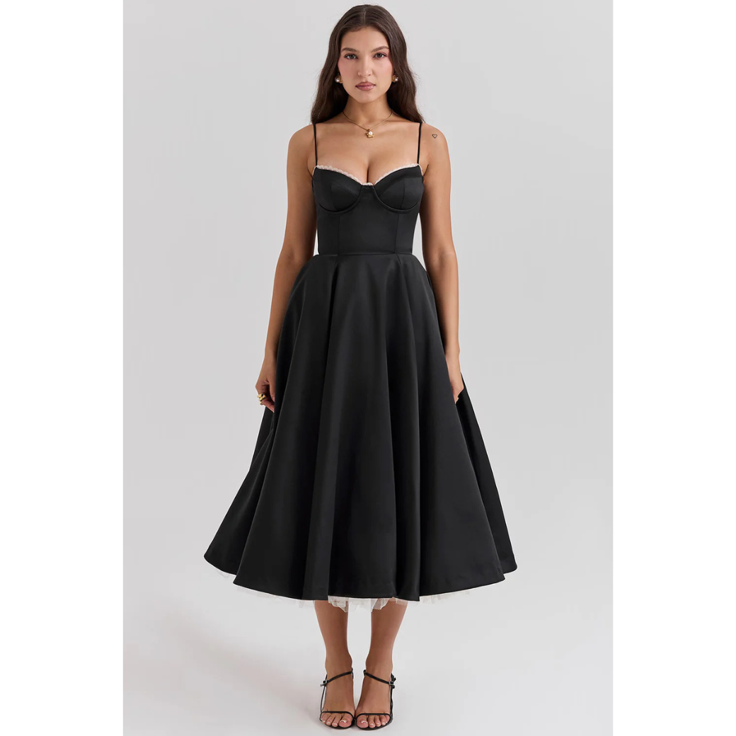 Robe de soirée chic femme – Robe midi élégante et fluide pour cérémonie