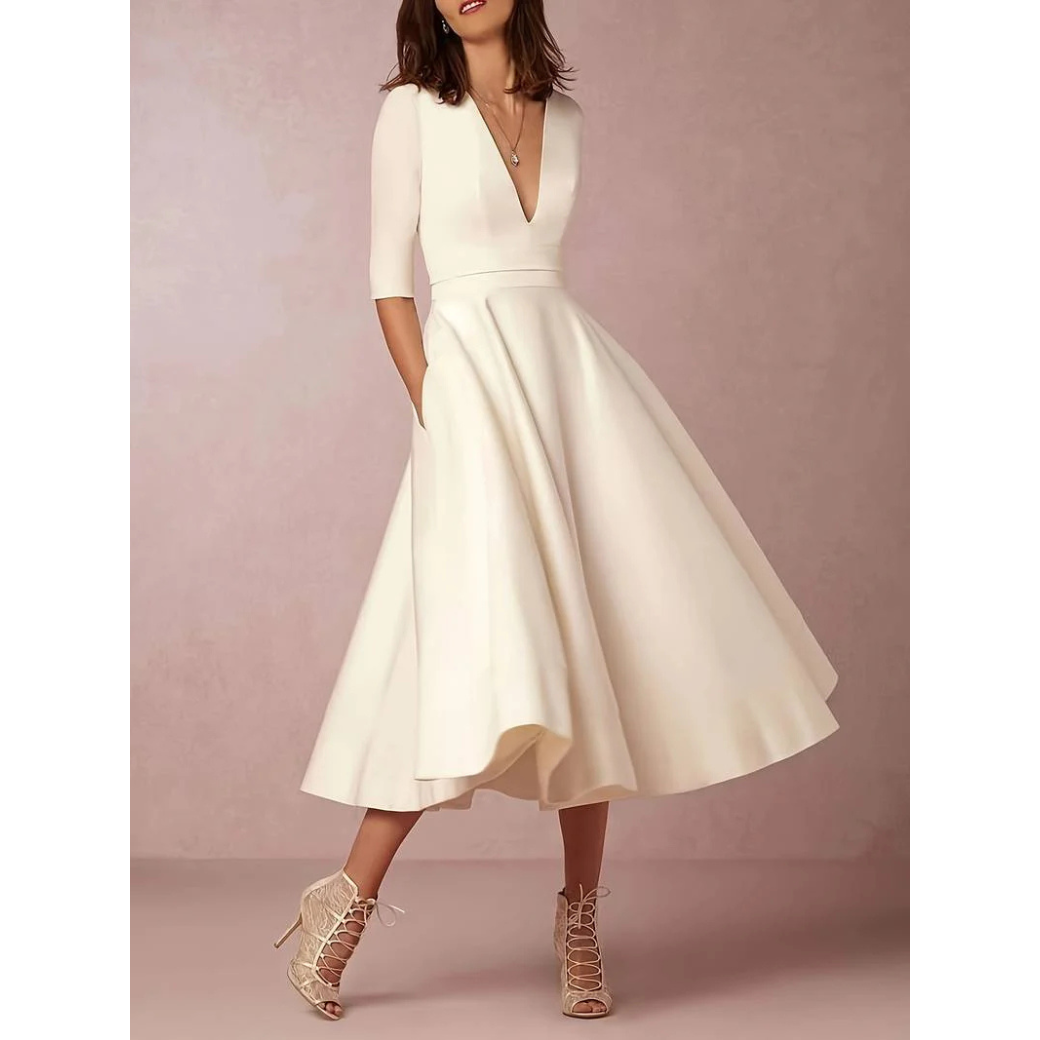 Robe de soirée chic femme – Robe midi élégante et fluide pour cérémonie