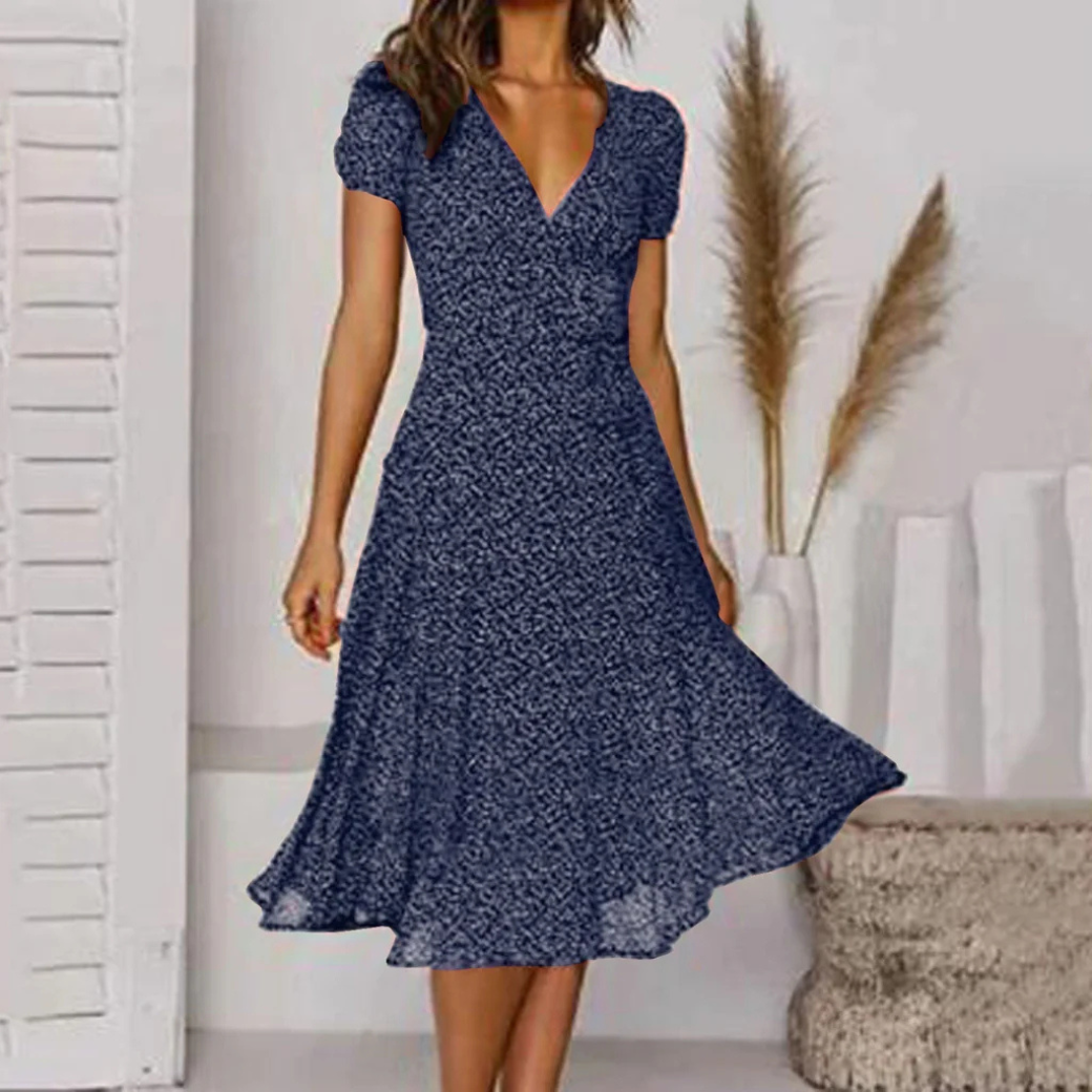 Robe d'été femme – Midi fleuri élégant en coton léger