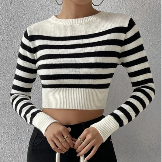 Pull chaud femme – Pull court élégant en laine pour hiver