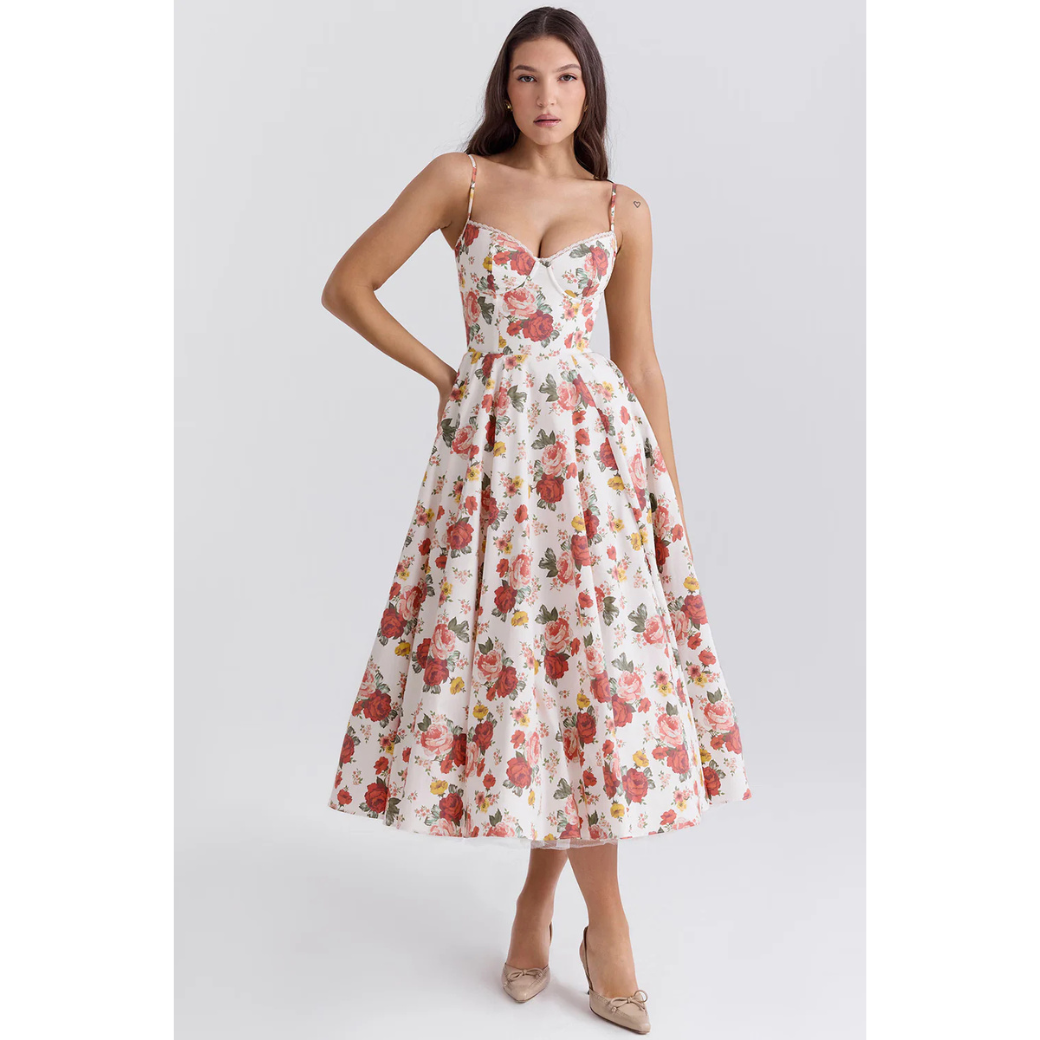 Robe de soirée chic femme – Robe midi élégante et fluide pour cérémonie