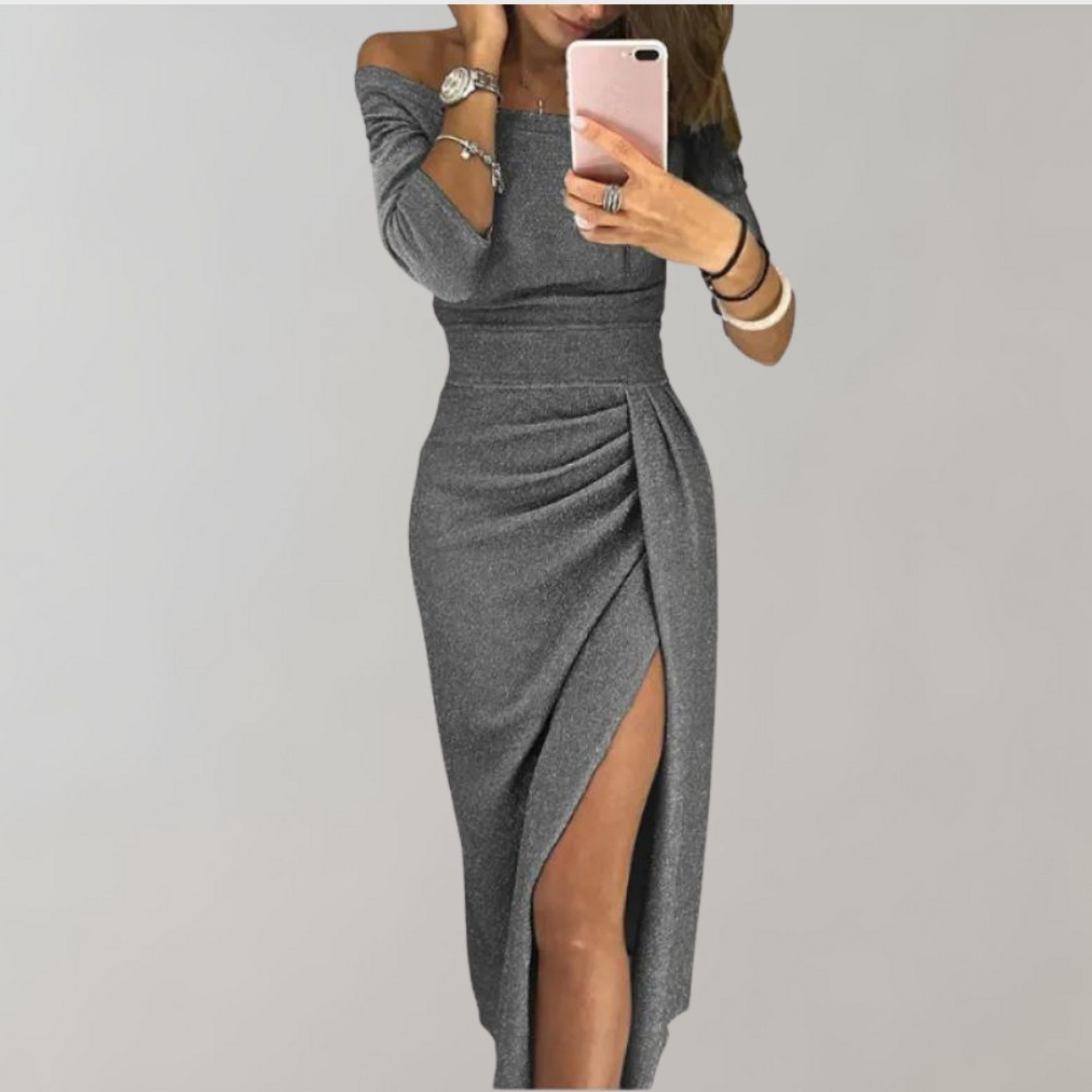 Robe de soirée chic femme – Midi élégante en tissu fluide pour occasions spéciales