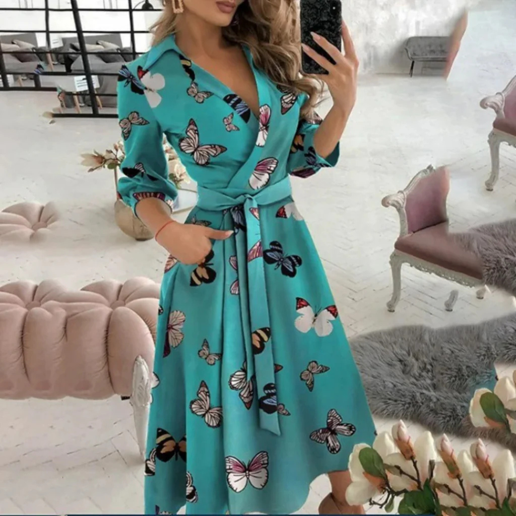 Robe longue chic femme – Robe midi élégante à manches pour occasions spéciales