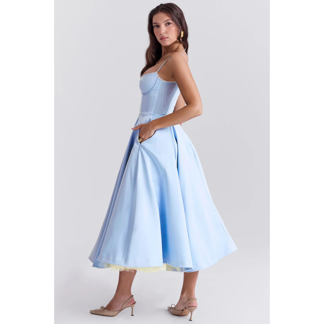 Robe de soirée chic femme – Robe midi élégante et fluide pour cérémonie