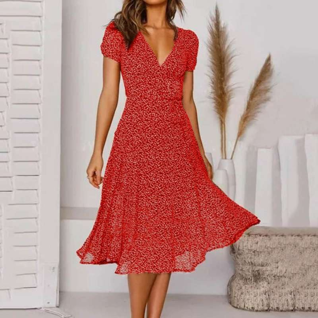 Robe d'été femme – Midi fleuri élégant en coton léger