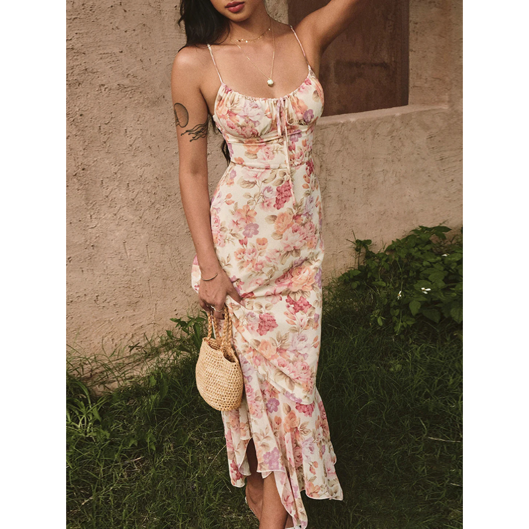 Robe d'été fleurie femme – Maxi robe élégante et fluide pour occasions estivales