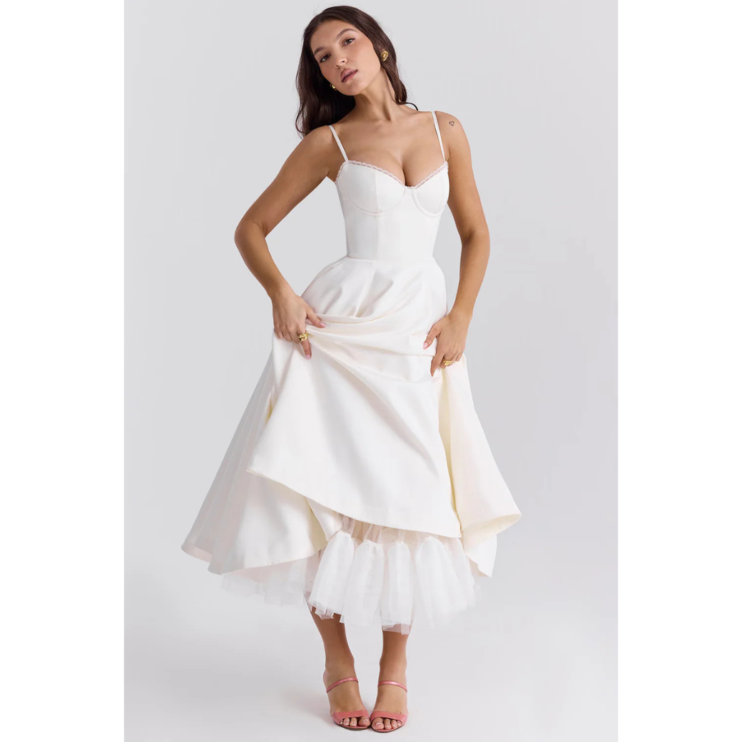 Robe de soirée chic femme – Robe midi élégante et fluide pour cérémonie