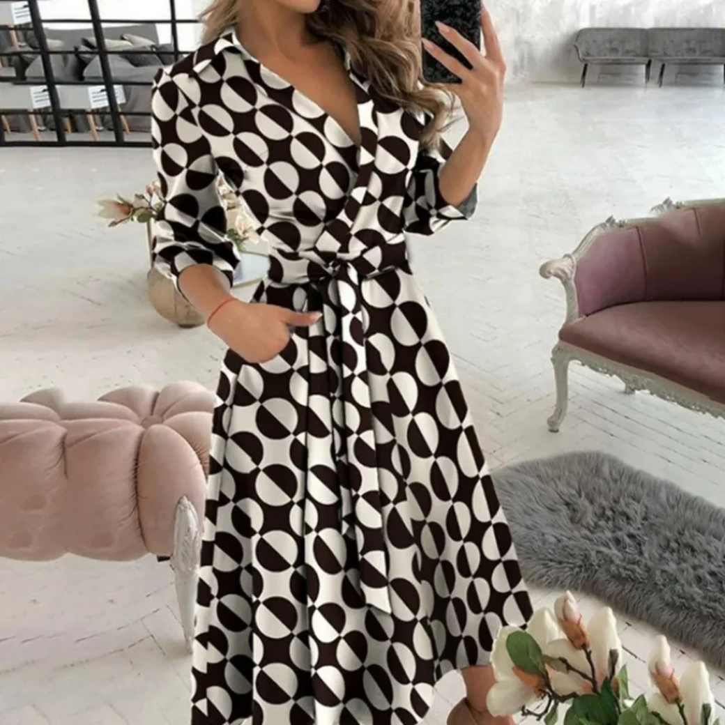 Robe longue chic femme – Robe midi élégante à manches pour occasions spéciales