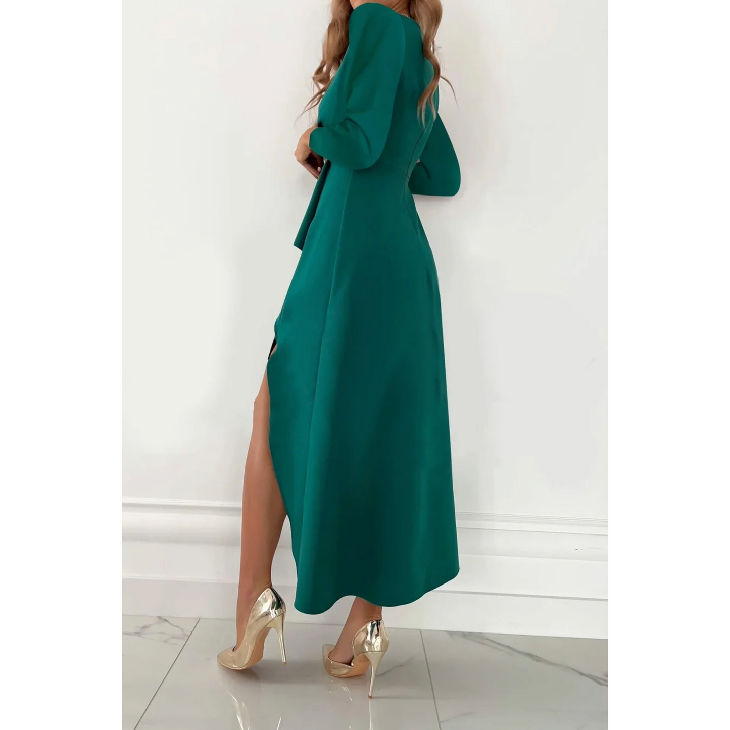 Robe de soirée femme – Midi chic élégante à manches courtes pour cérémonie