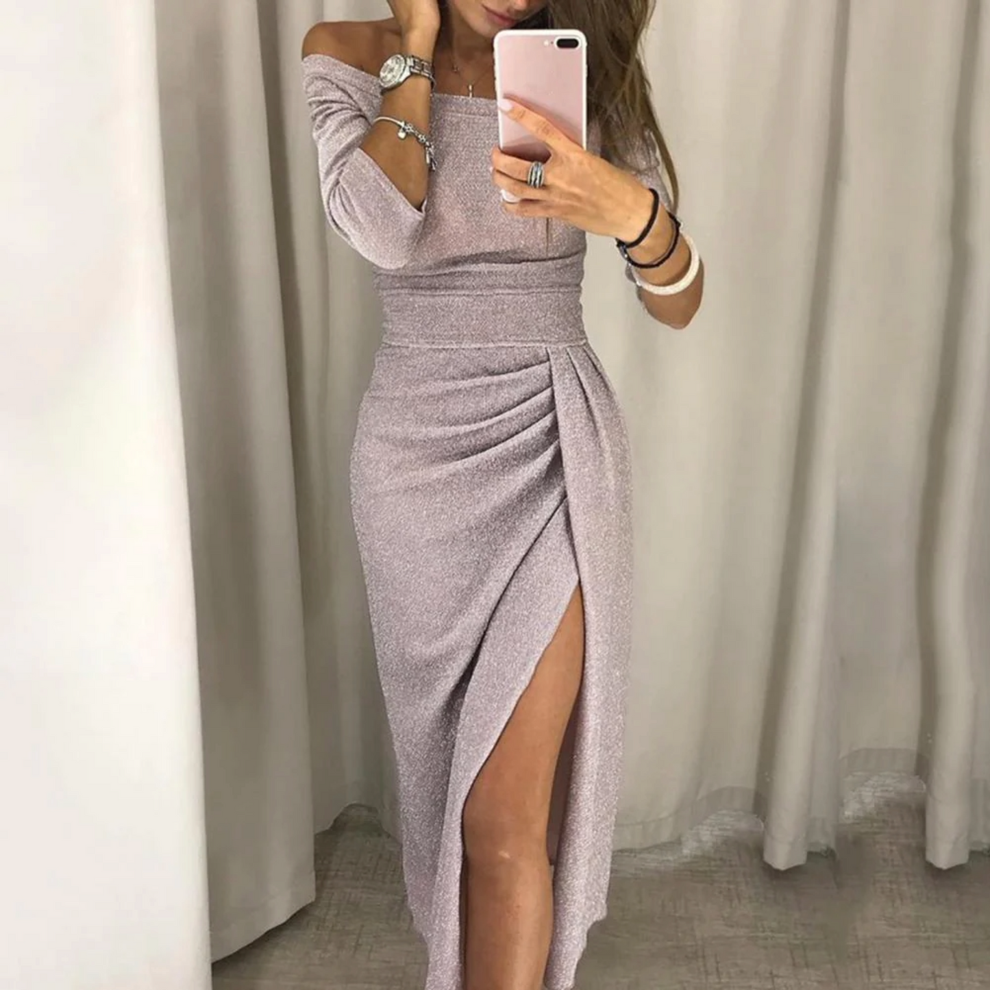 Robe de soirée chic femme – Robe midi élégante et fluide pour cérémonie