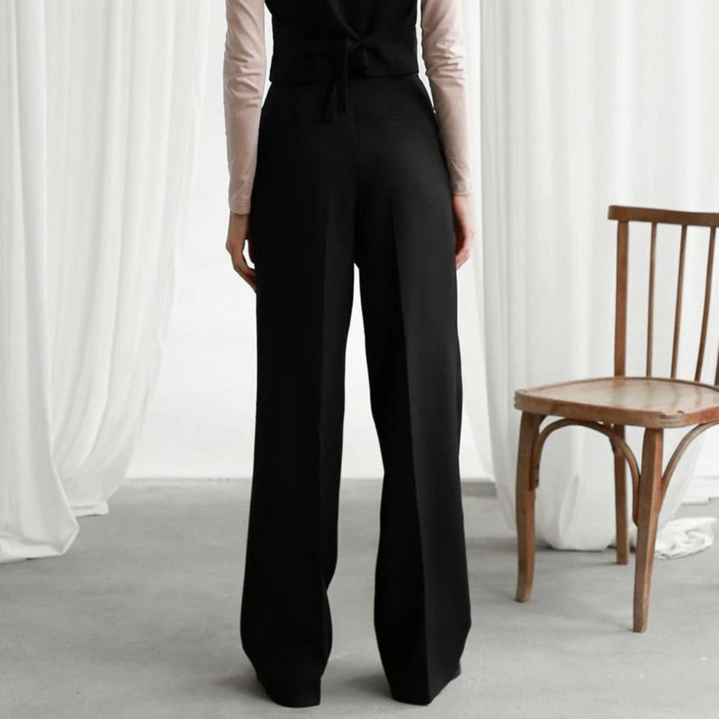 Pantalon élégant femme – Pantalon taille haute chic et confortable