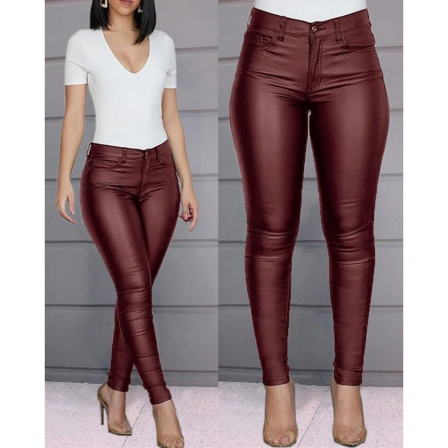 Pantalon élégant femme – Pantalon chic taille haute en tissu fluide