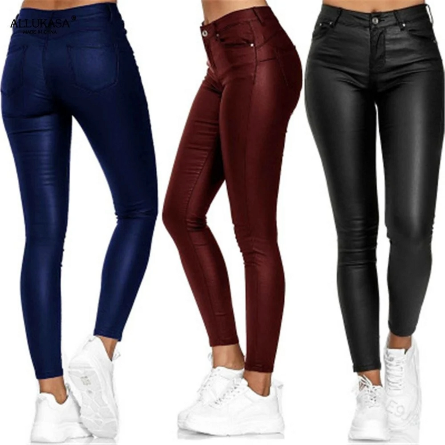 Pantalon élégant femme – Pantalon chic taille haute en tissu fluide